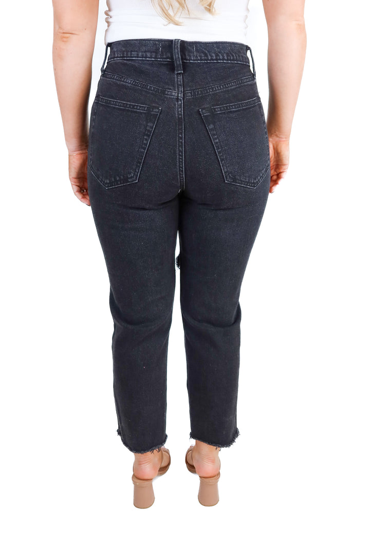 Abercrombie Black Ankle Straight High Rise Jeans (28/6R)