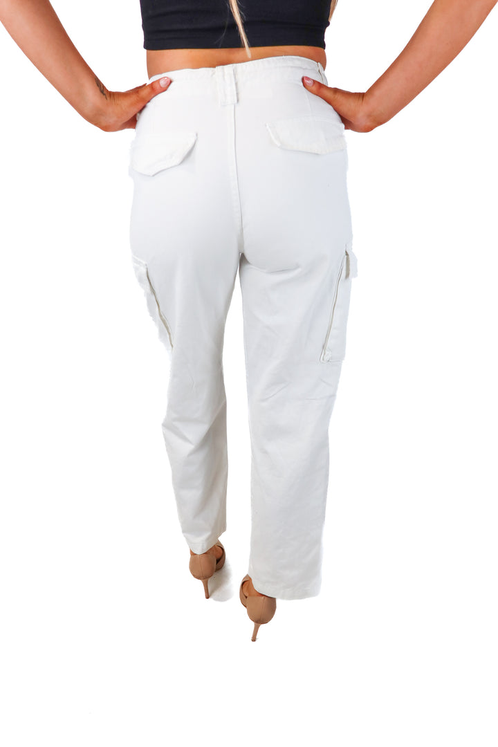 superdown white cargo pants (m; retail $78)