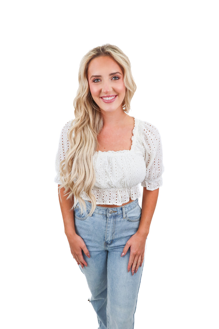Lulus eyelet white top (M)