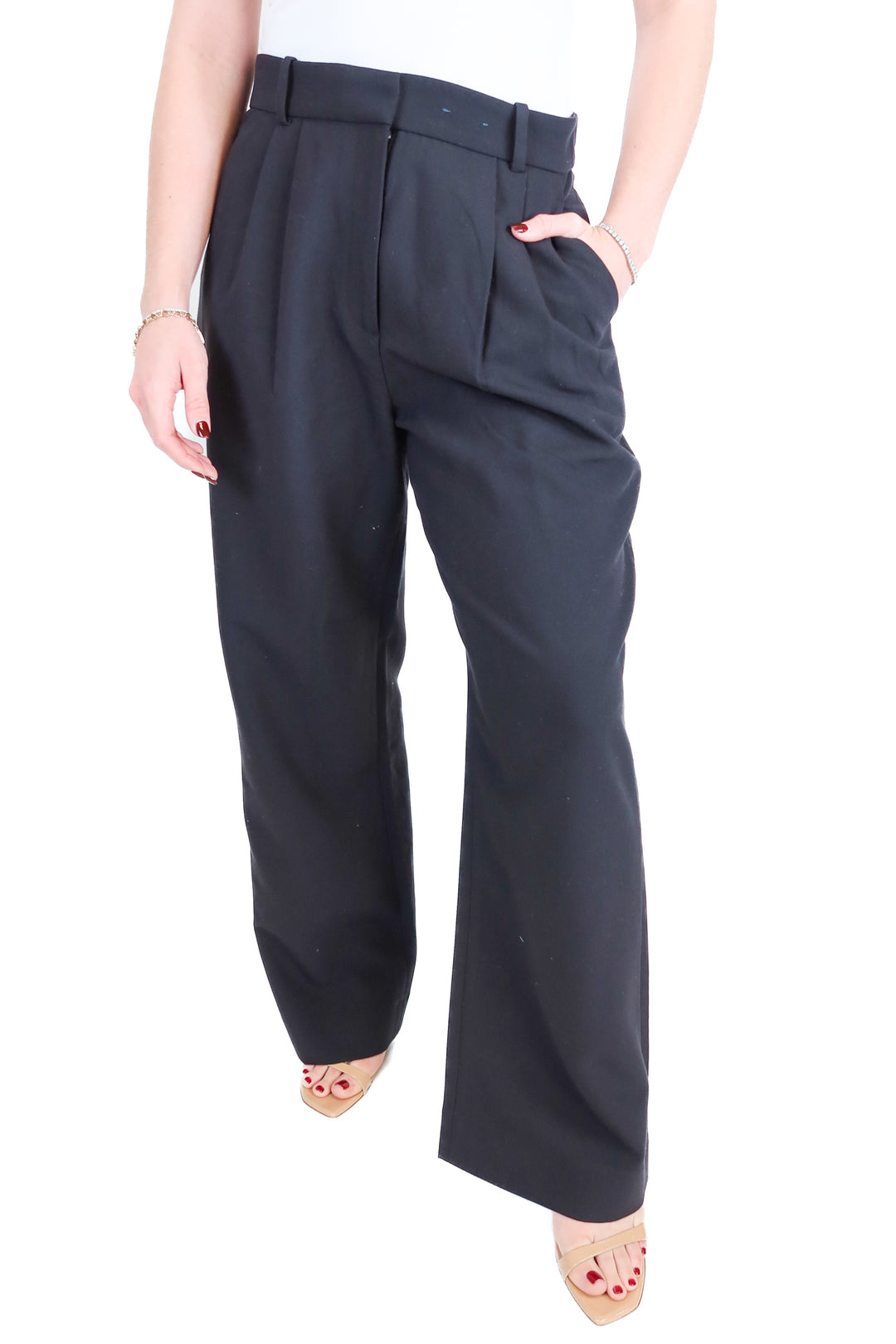 Abercrombie Black Wide Leg High Waist Trousers (29/8; retail $90)