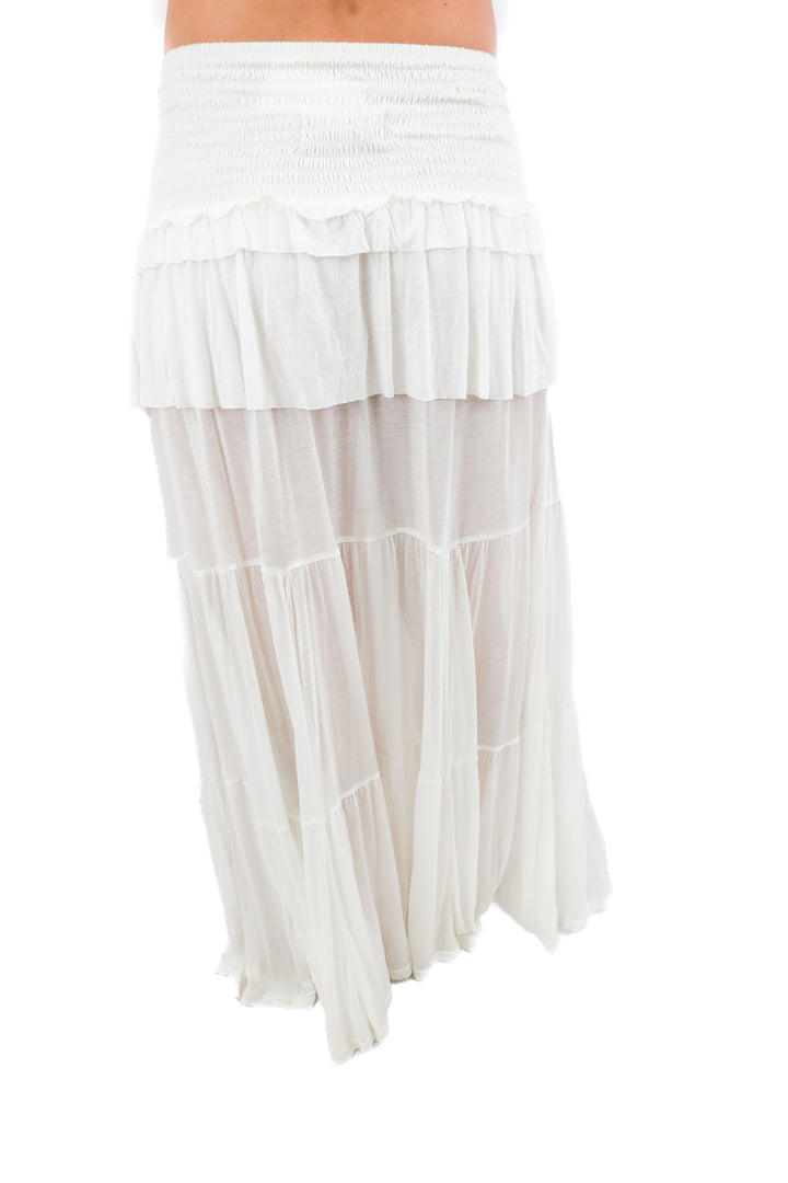 free people white tiered maxi skirt NWT (xs; retail $168)