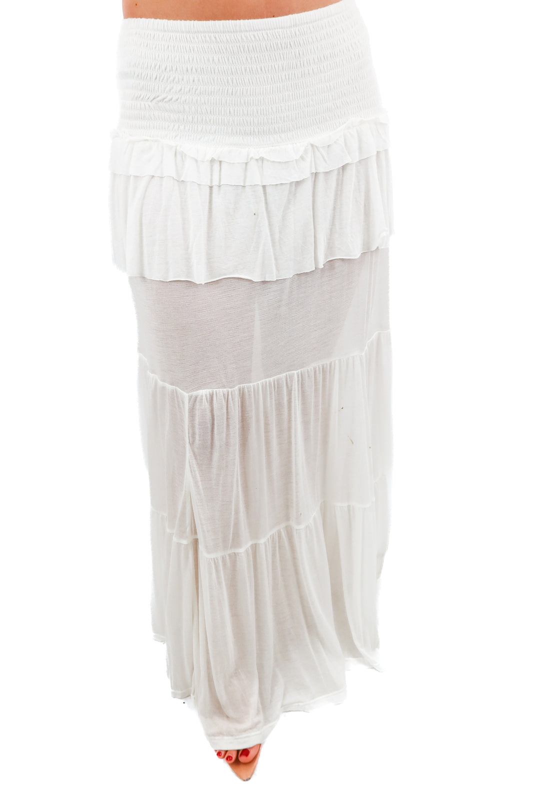 free people white tiered maxi skirt NWT (xs; retail $168)