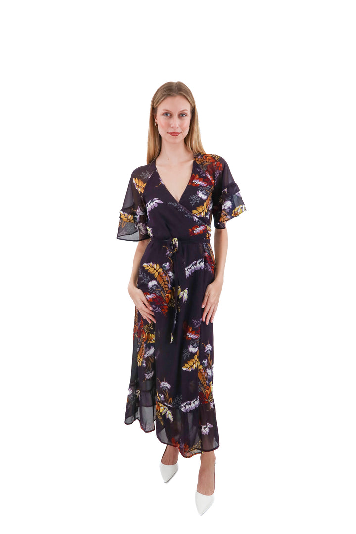 madewell dark purple floral dress (xs; retail $148)