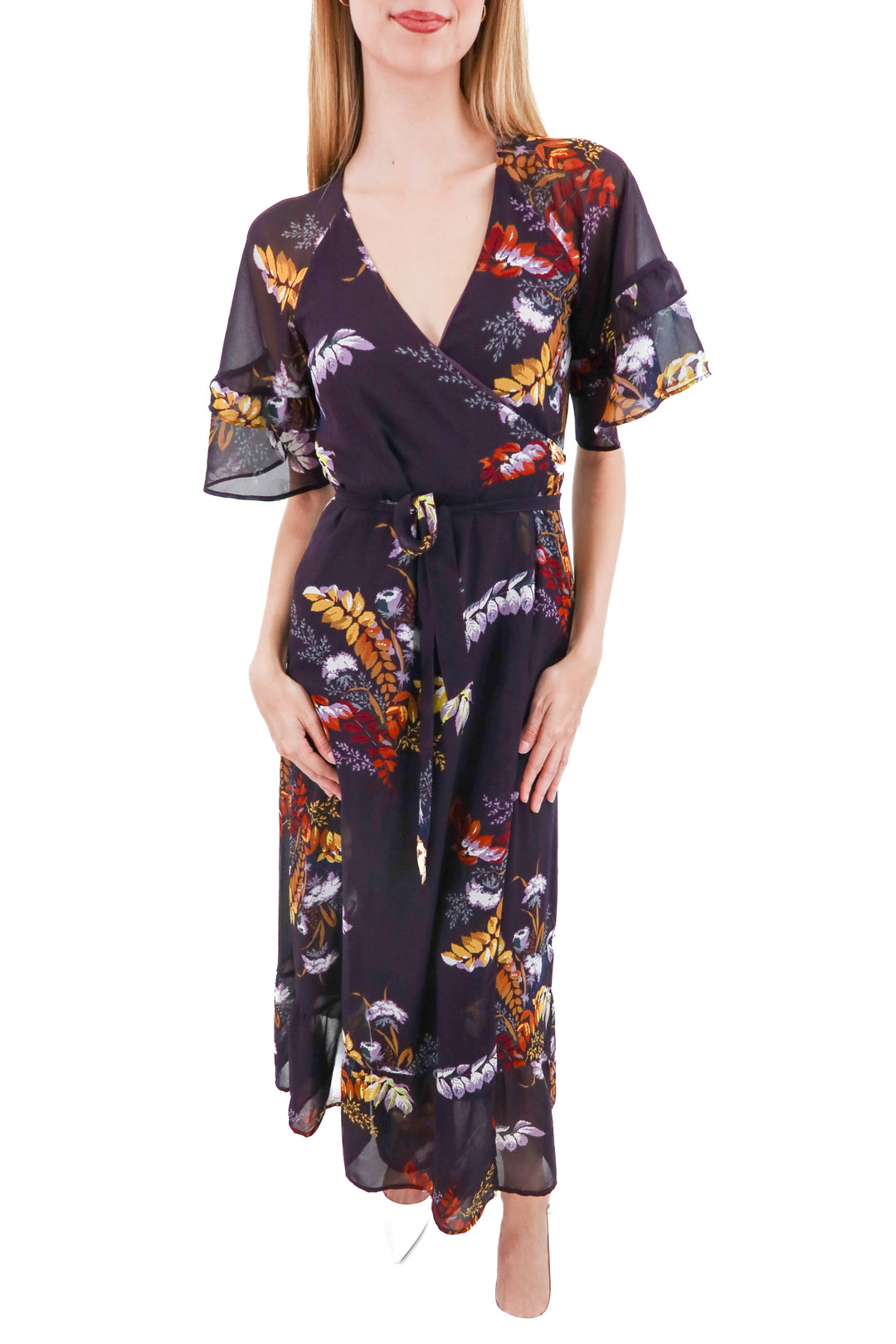 madewell dark purple floral dress (xs; retail $148)
