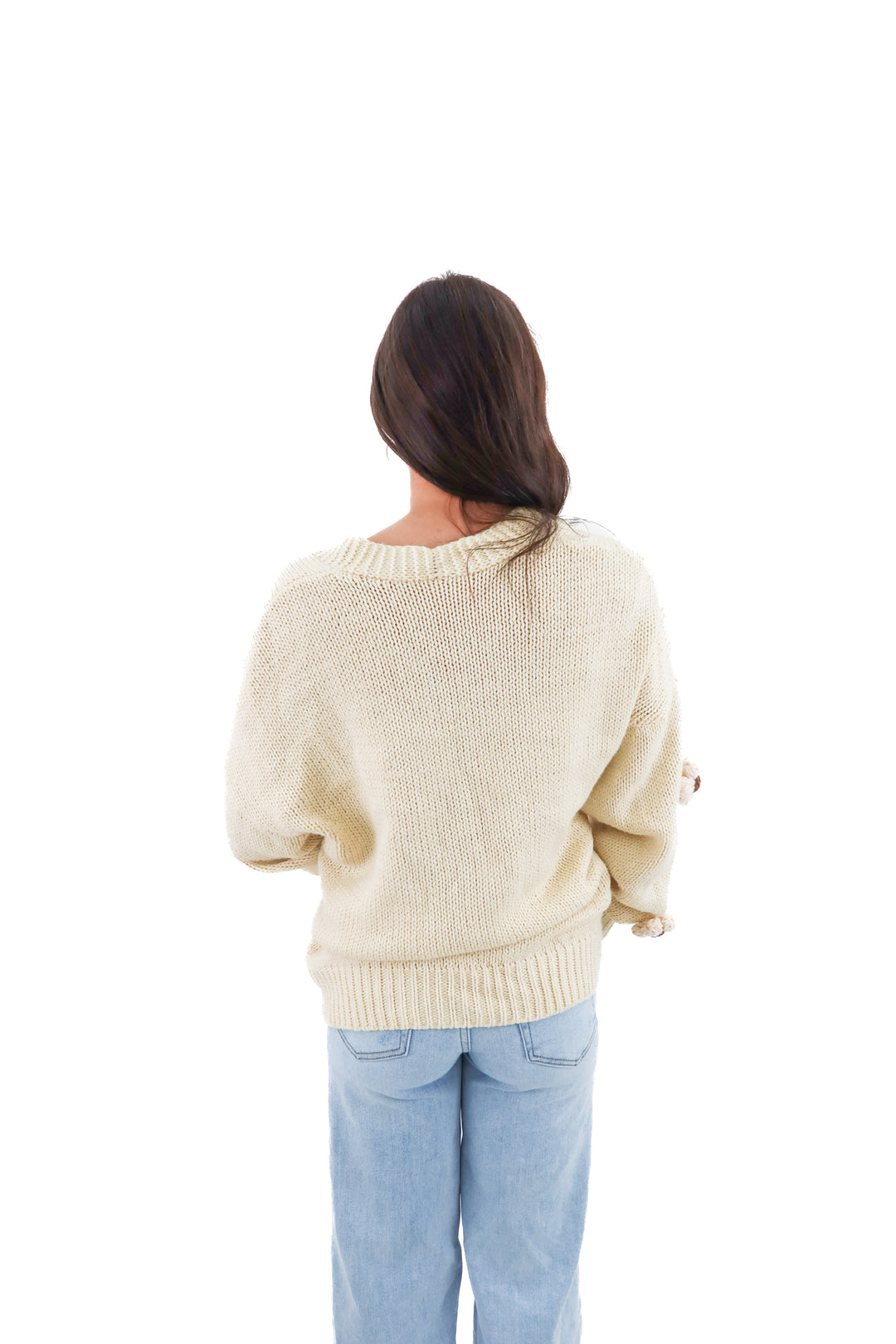 cream knit cardigan with flowers (s)
