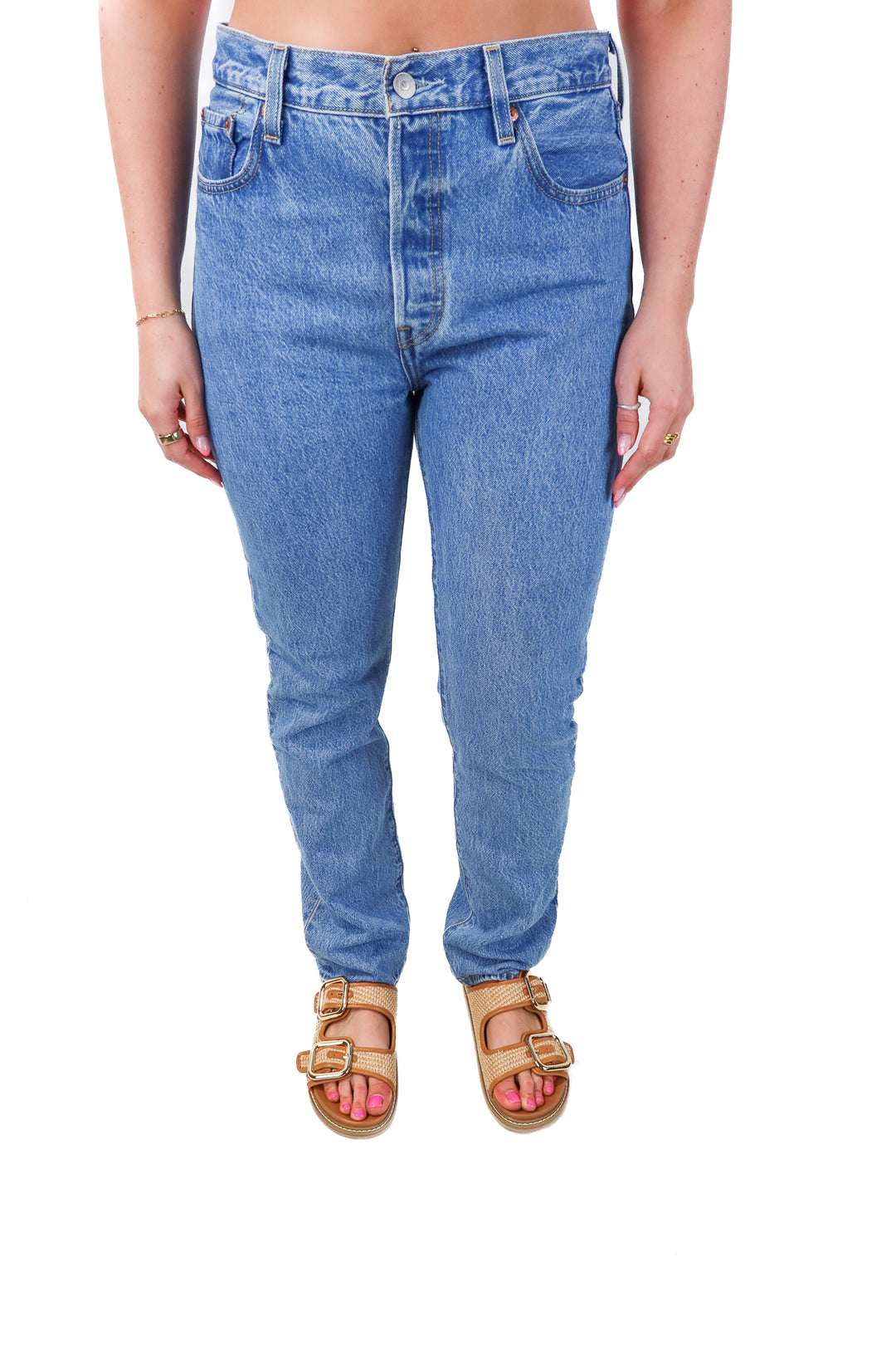 levis medium wash straight leg jean (29; retail $98)