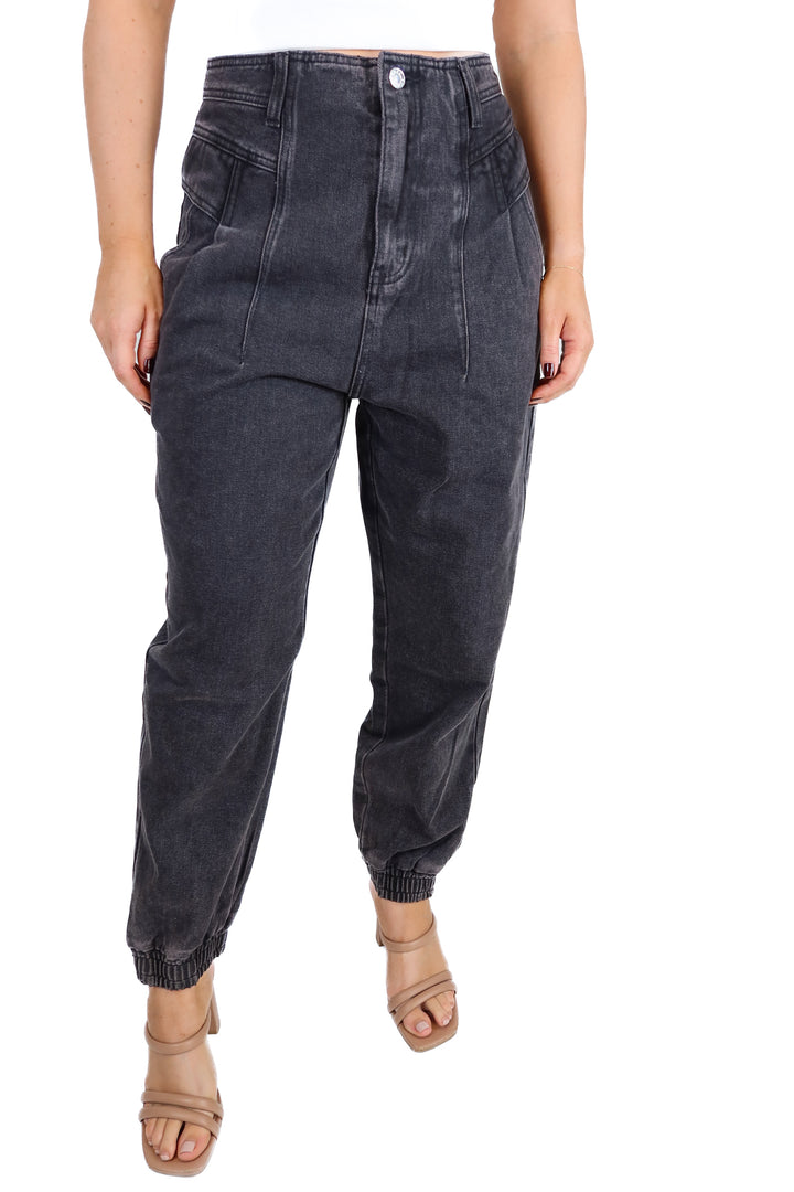 Pink Lily Black Denim Jogger Style Jeans (28)