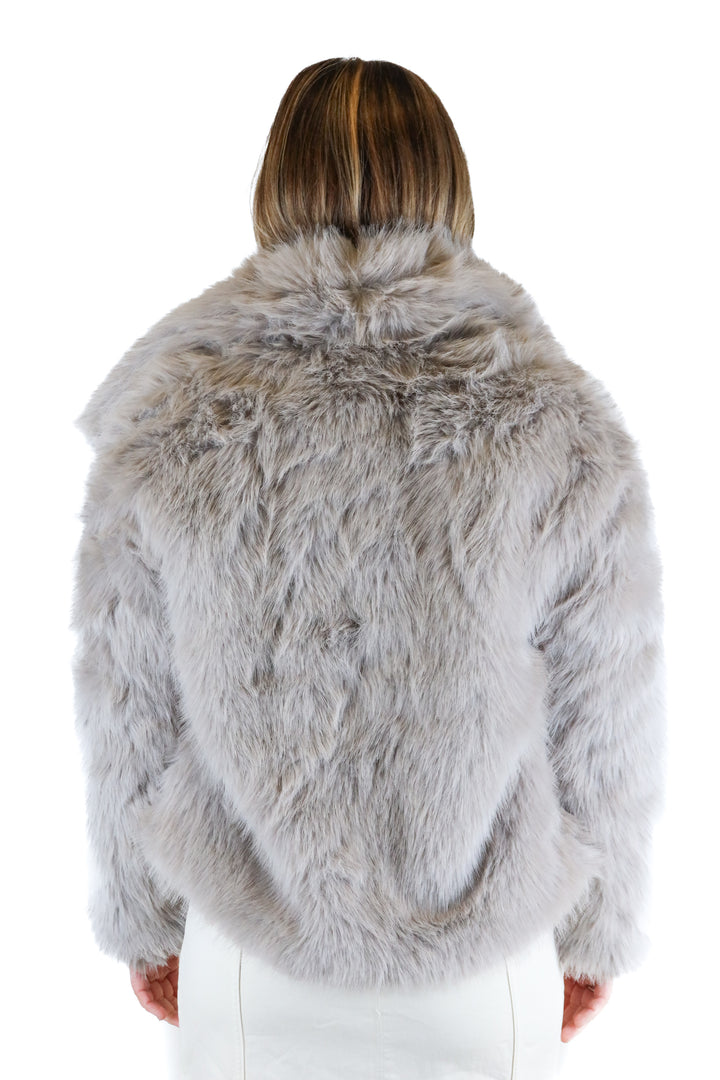 Grey Faux Fur Jacket (M)