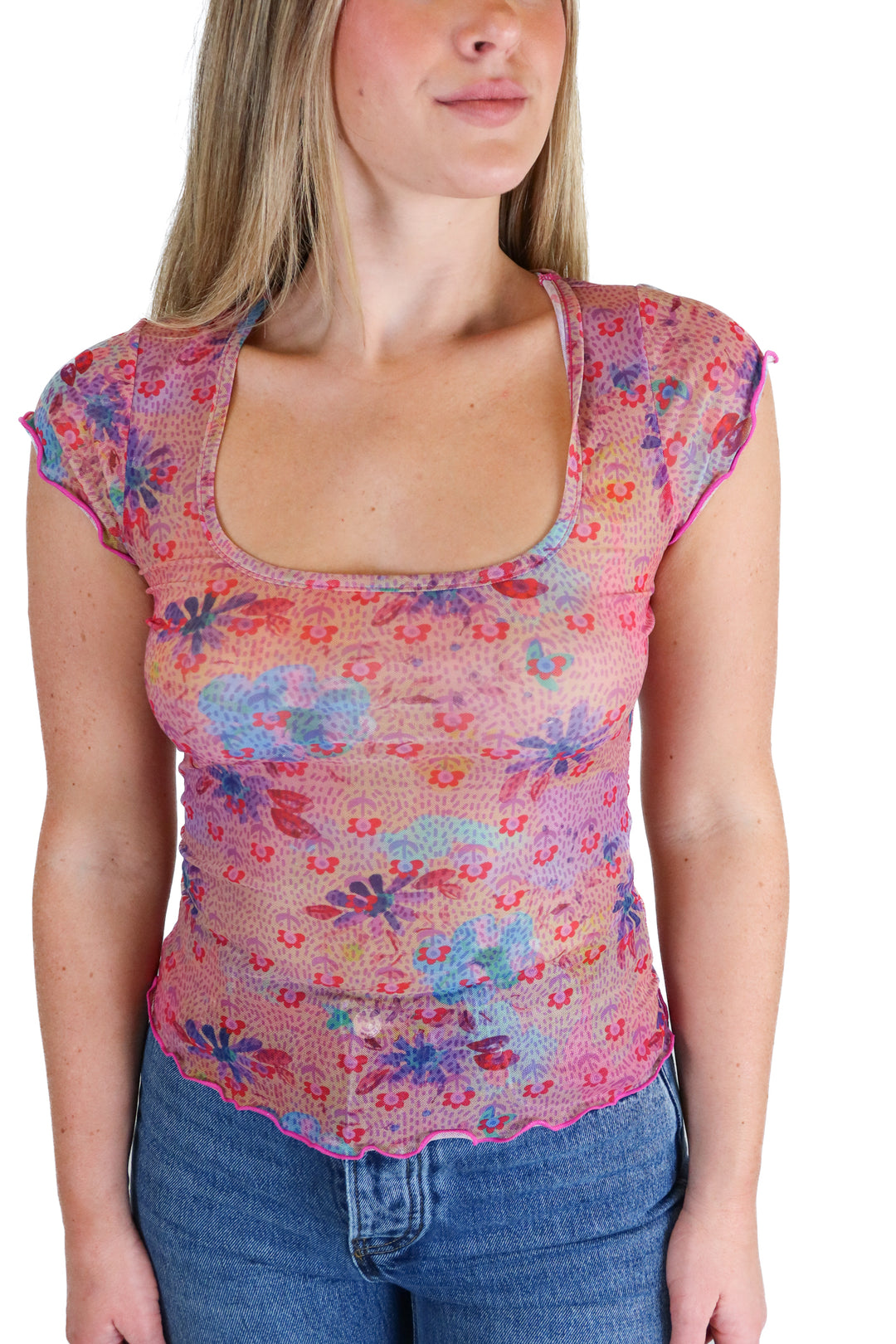 Natural life pink floral top NWT (S)