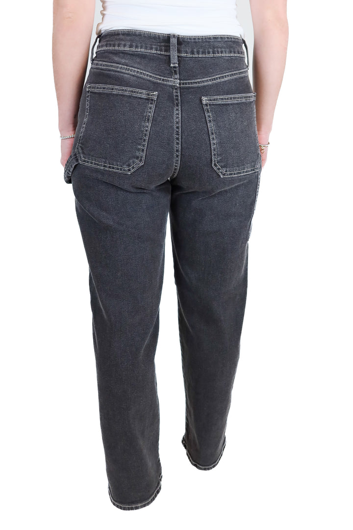 Just Black Denim Black Patch Pocket Wide Leg Jeans (27)