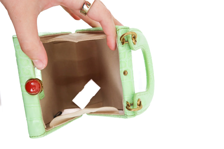 Staud green croc embossed leather purse (retail $325)