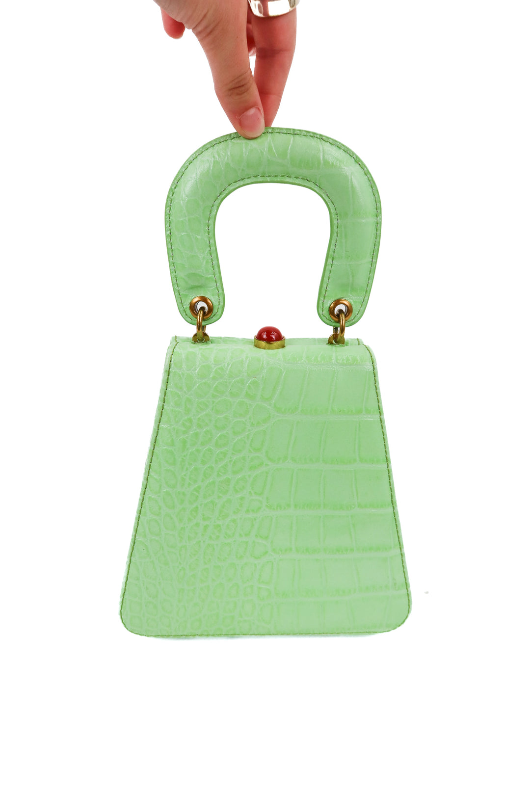 Staud green croc embossed leather purse (retail $325)