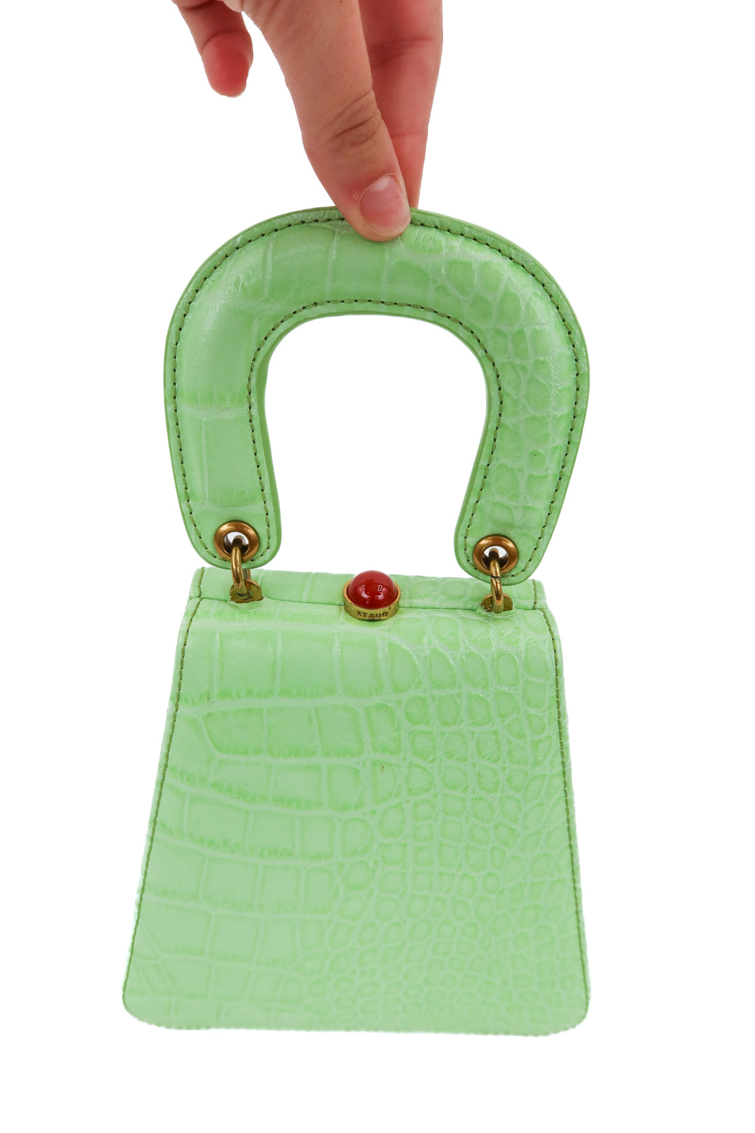 Staud green croc embossed leather purse (retail $325)