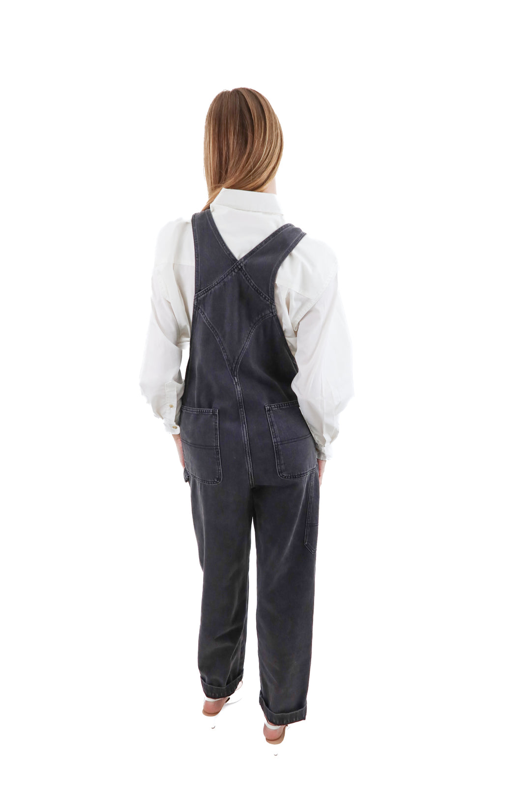 madewell black denim overalls (s; retail $158)