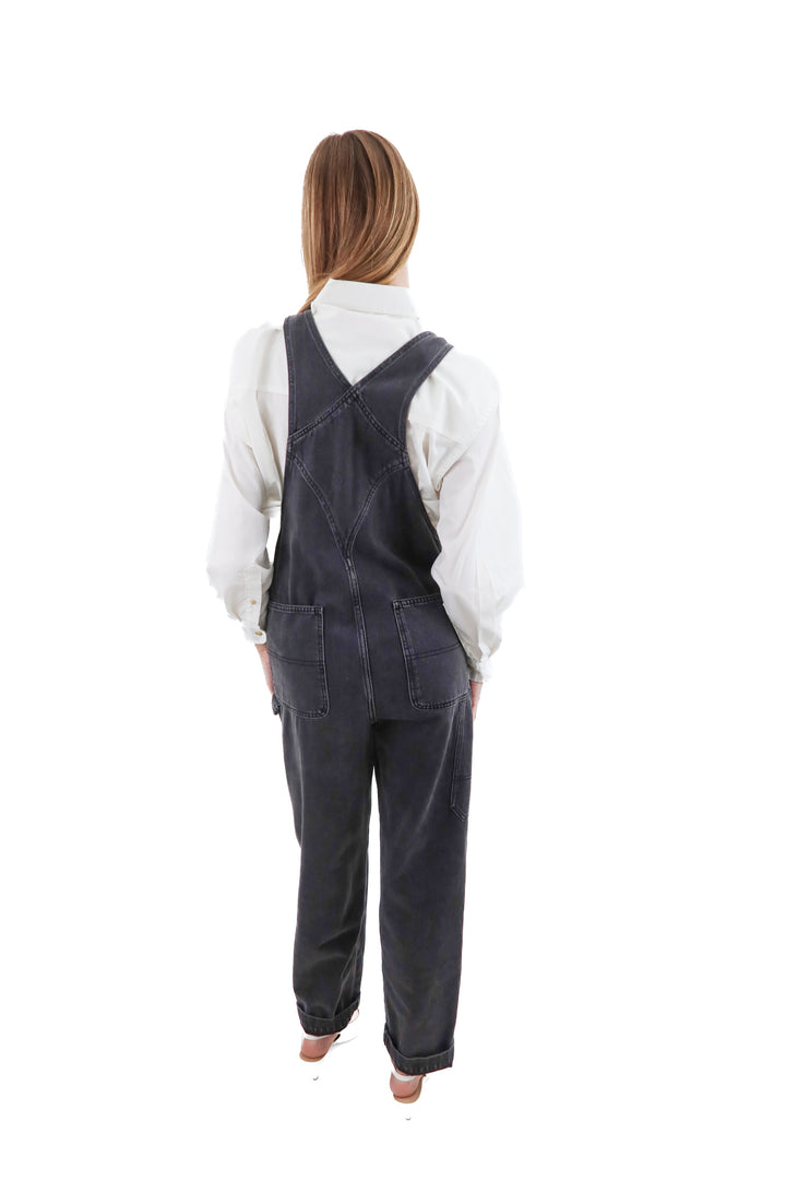 madewell black denim overalls (s; retail $158)
