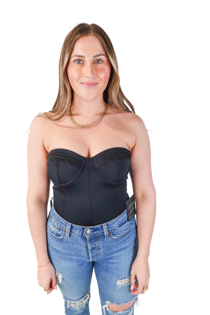 Norma Kamali black bodysuit NWT (M; retail $130)