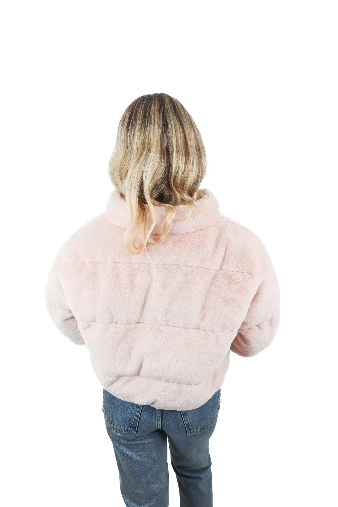 Superdown pink fur jacket (M)