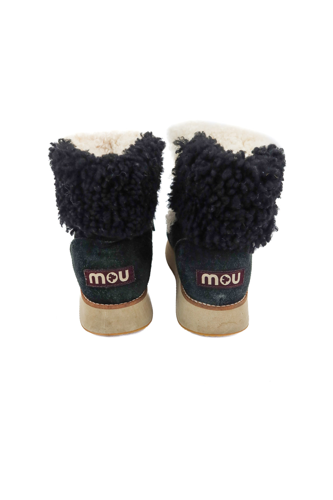 mou black sherpa leather boots (8; retail $250)
