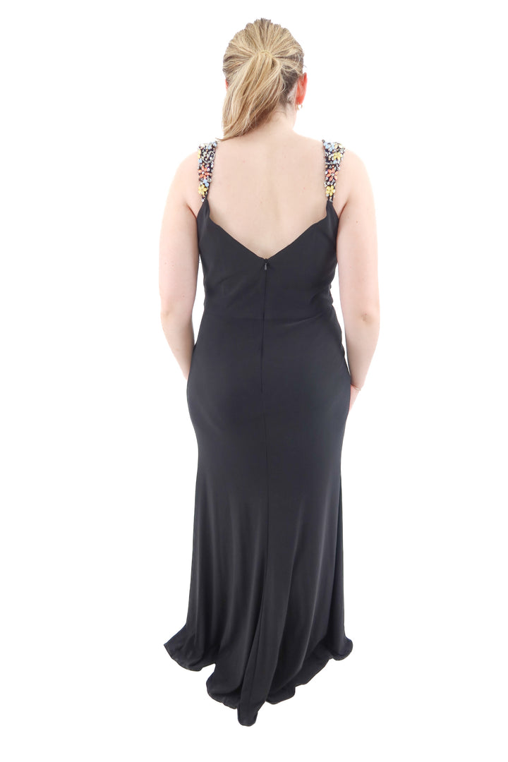 mac duggal black maxi dress with sequin straps NWT (10; retail $698)