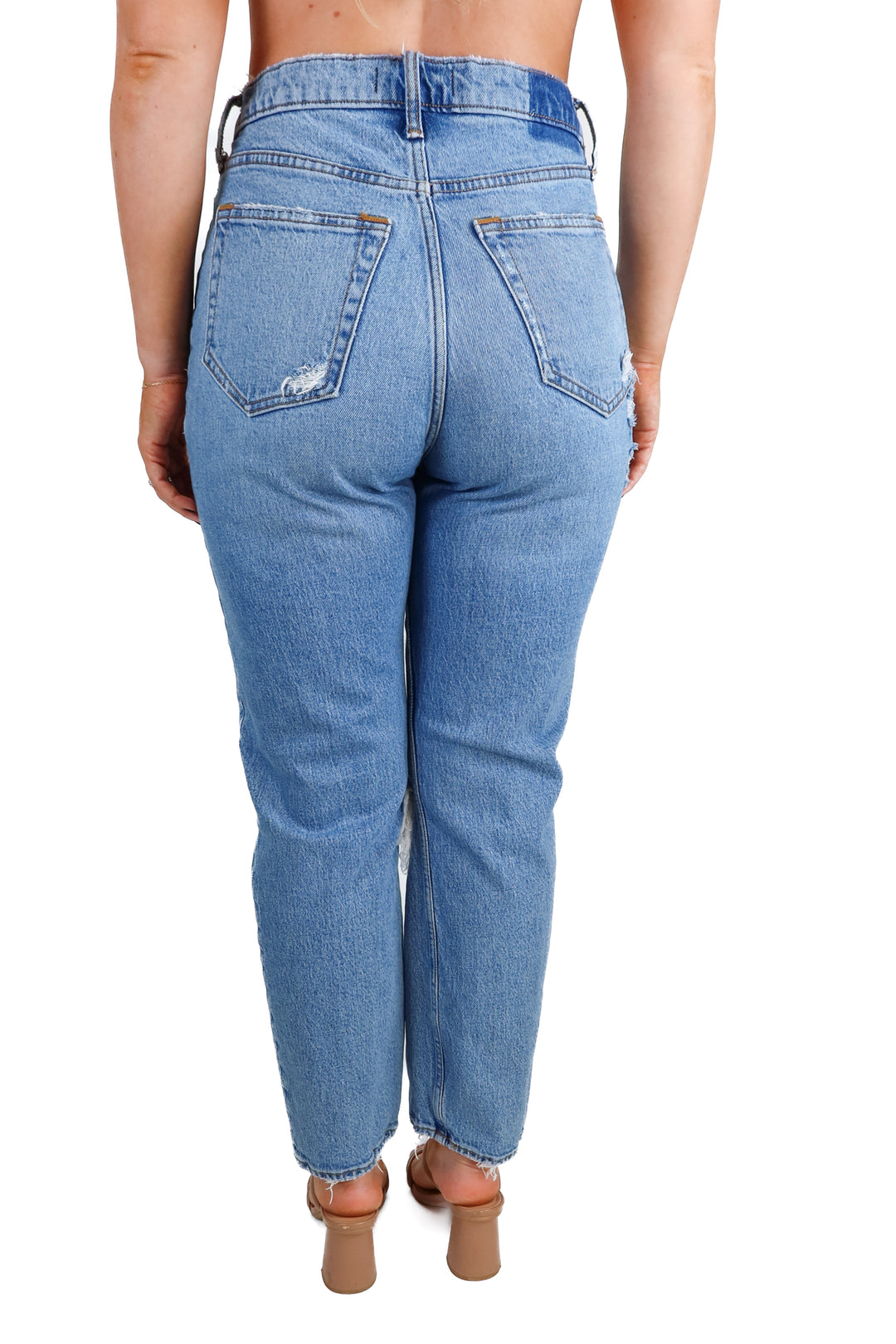Abercrombie The Dad High Rise Distressed Jeans (27/4S; retail $90)