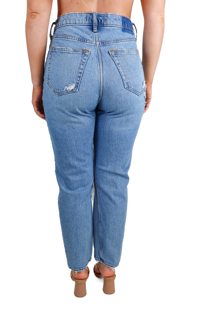 Abercrombie The Dad High Rise Distressed Jeans (27/4S; retail $90)