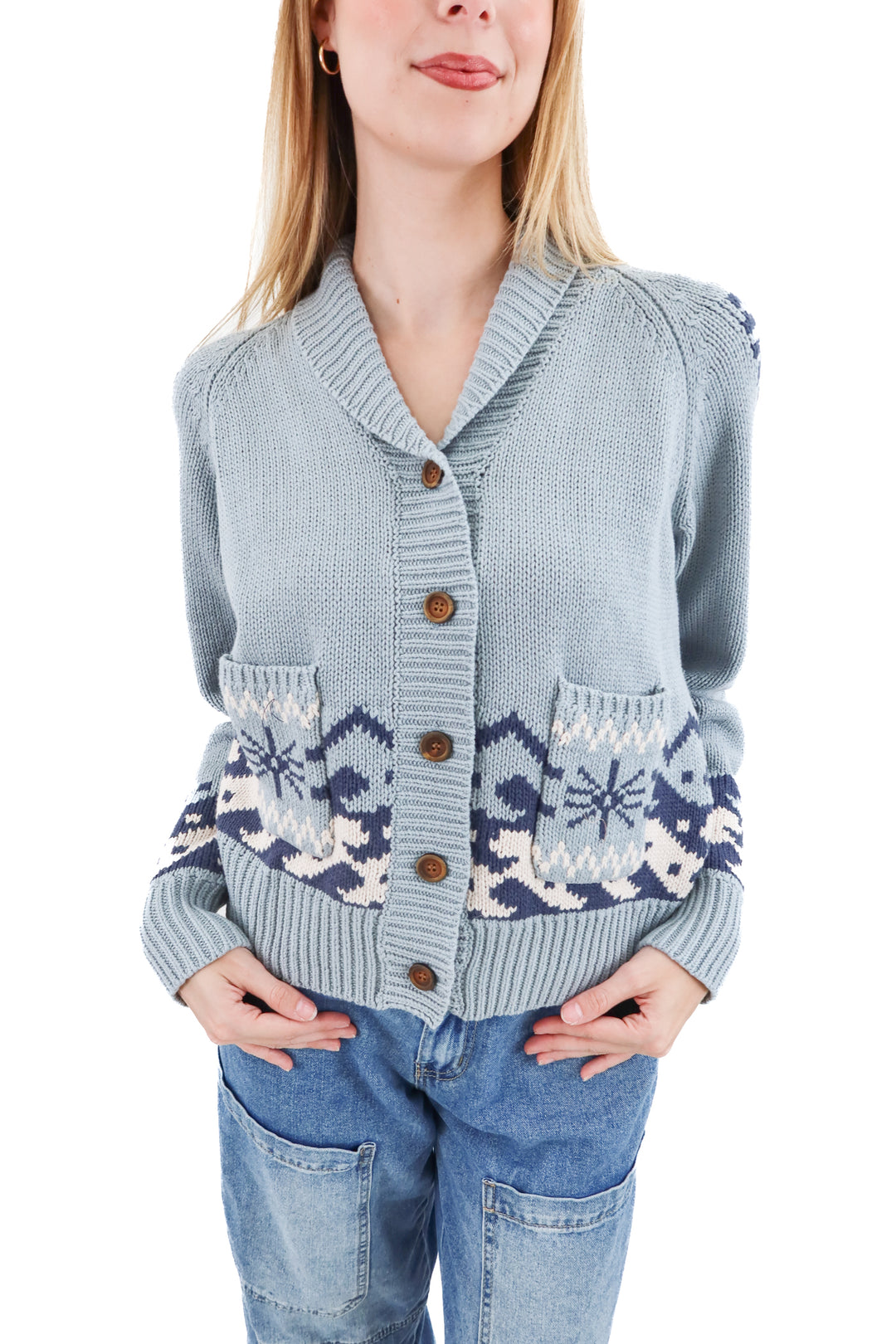 sendero blue knit cardigan nwt (S; retail $198)
