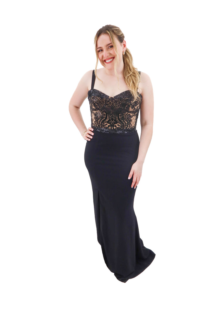 dress the population black and tan dress (l; retail $348)