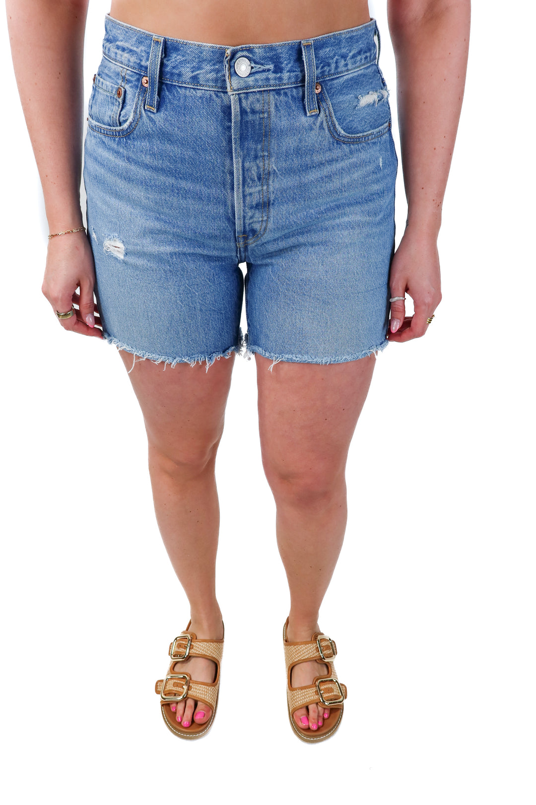 SOLD: levis light wash distressed shorts (29; retail $69.50)