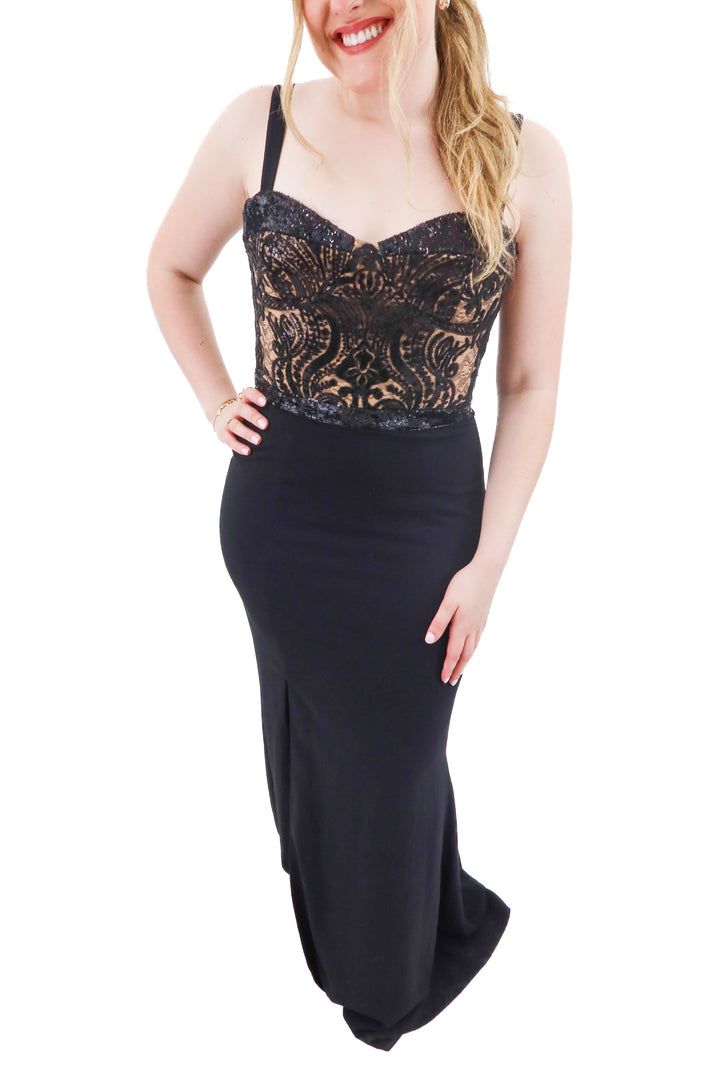 dress the population black and tan dress (l; retail $348)