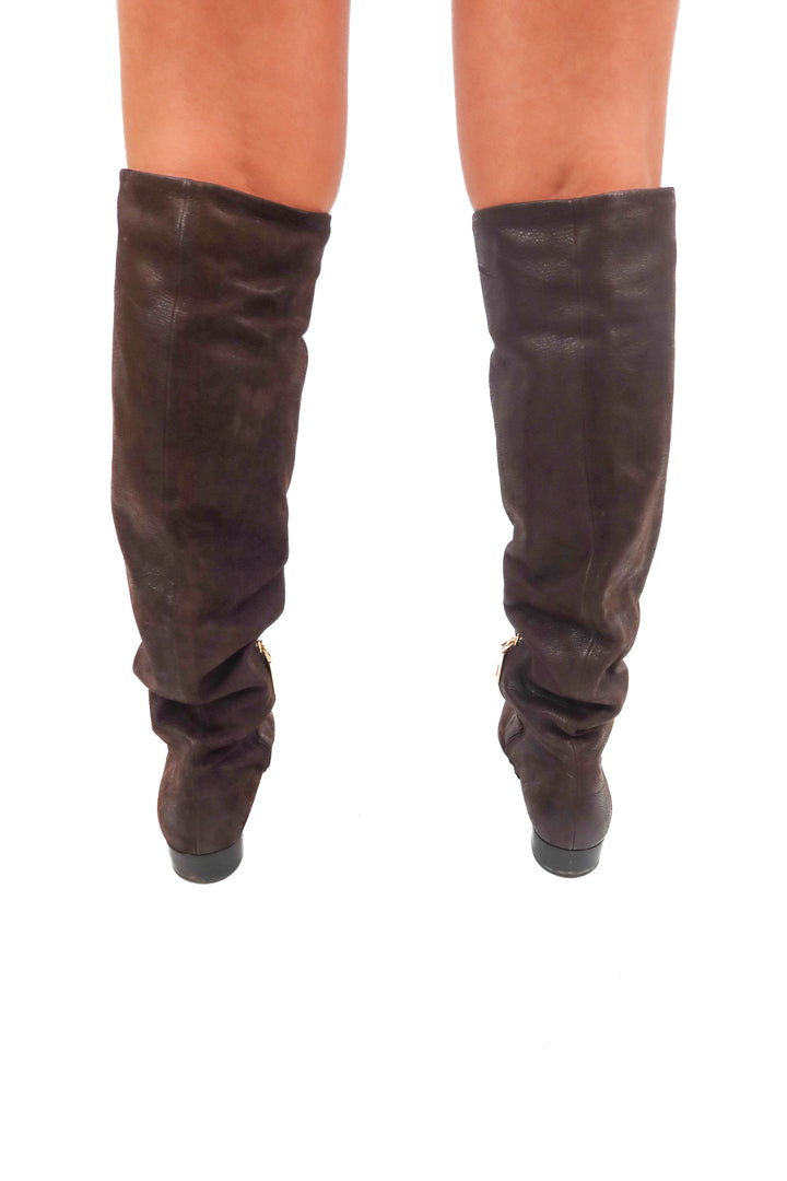 Prada tall brown suede boots (40)