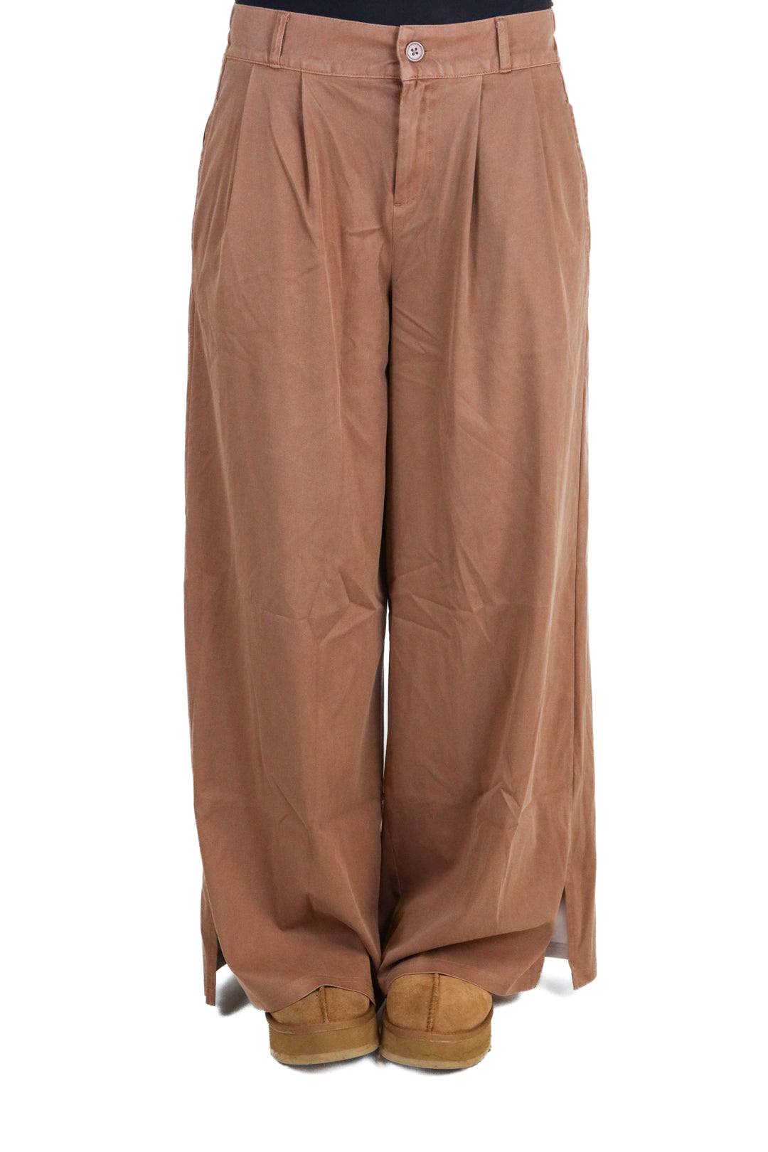 Halara brown linen pull on trousers NWT (S; retail $44.95)