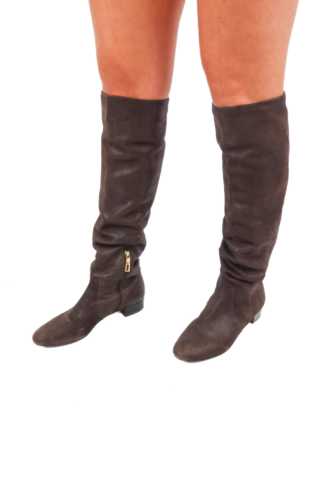 Prada tall brown suede boots (40)