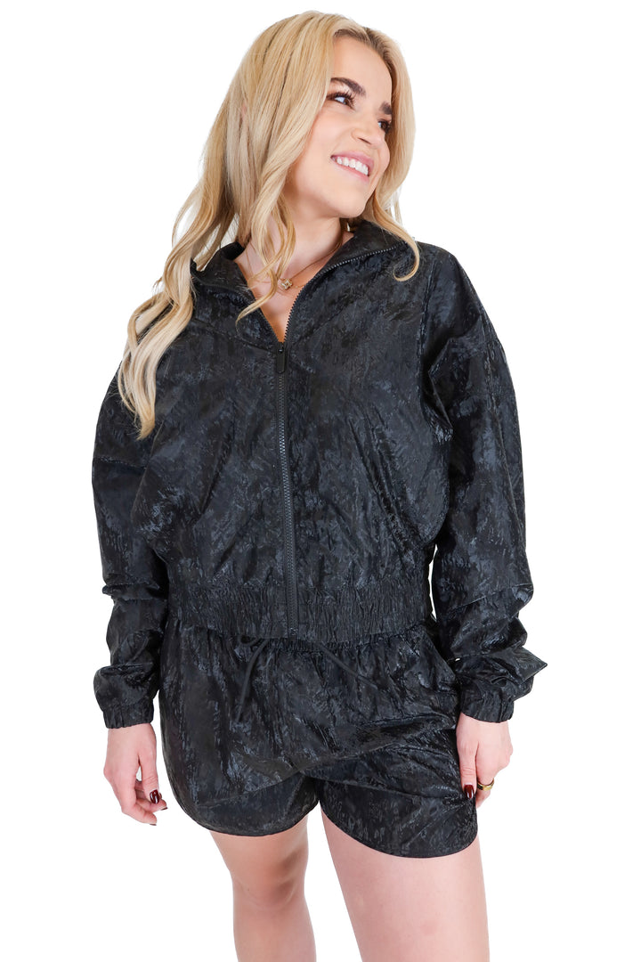 nuuds black printed wind breaker set (M)