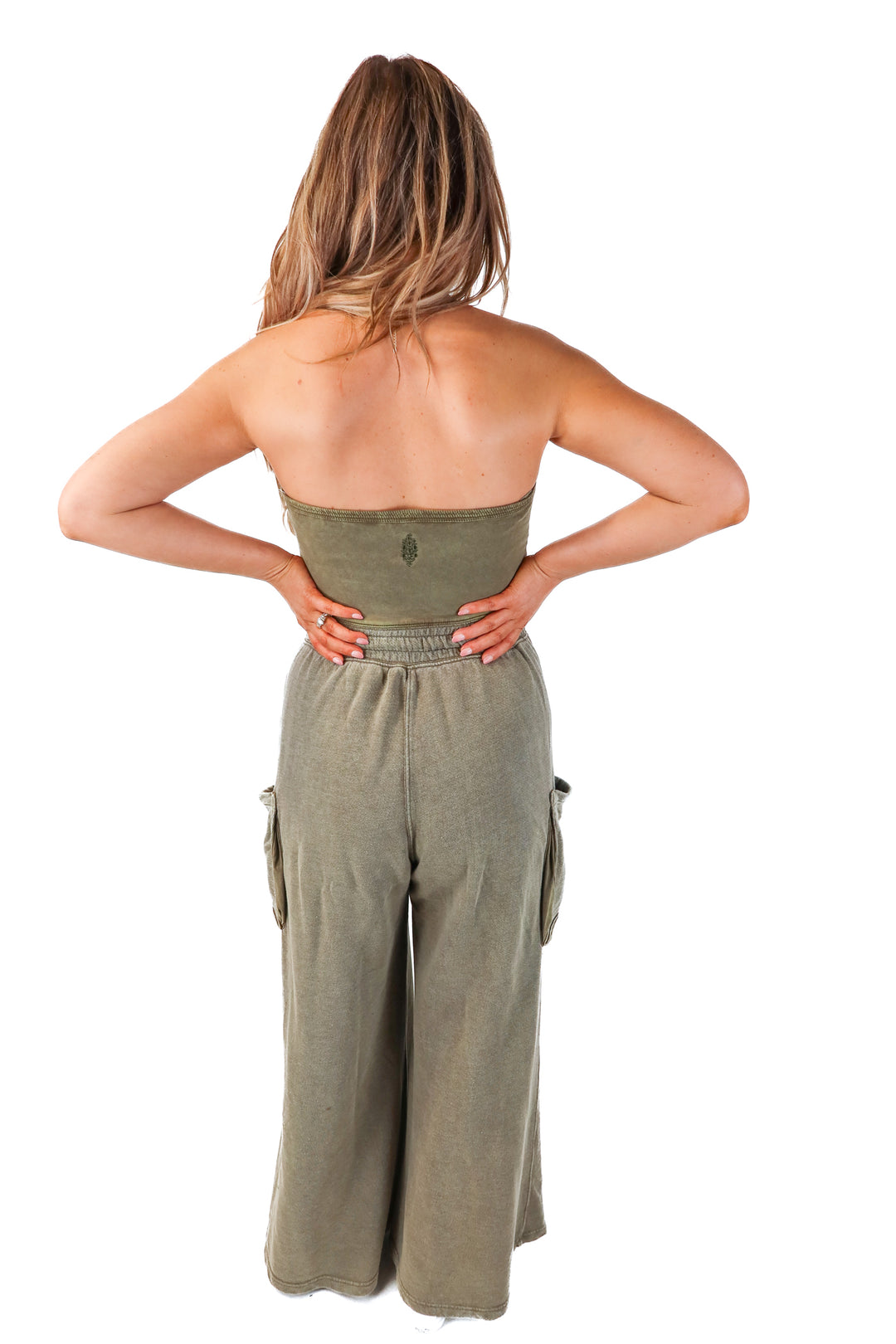 free people green strapless jumpsuit NWT (m; retails $128)