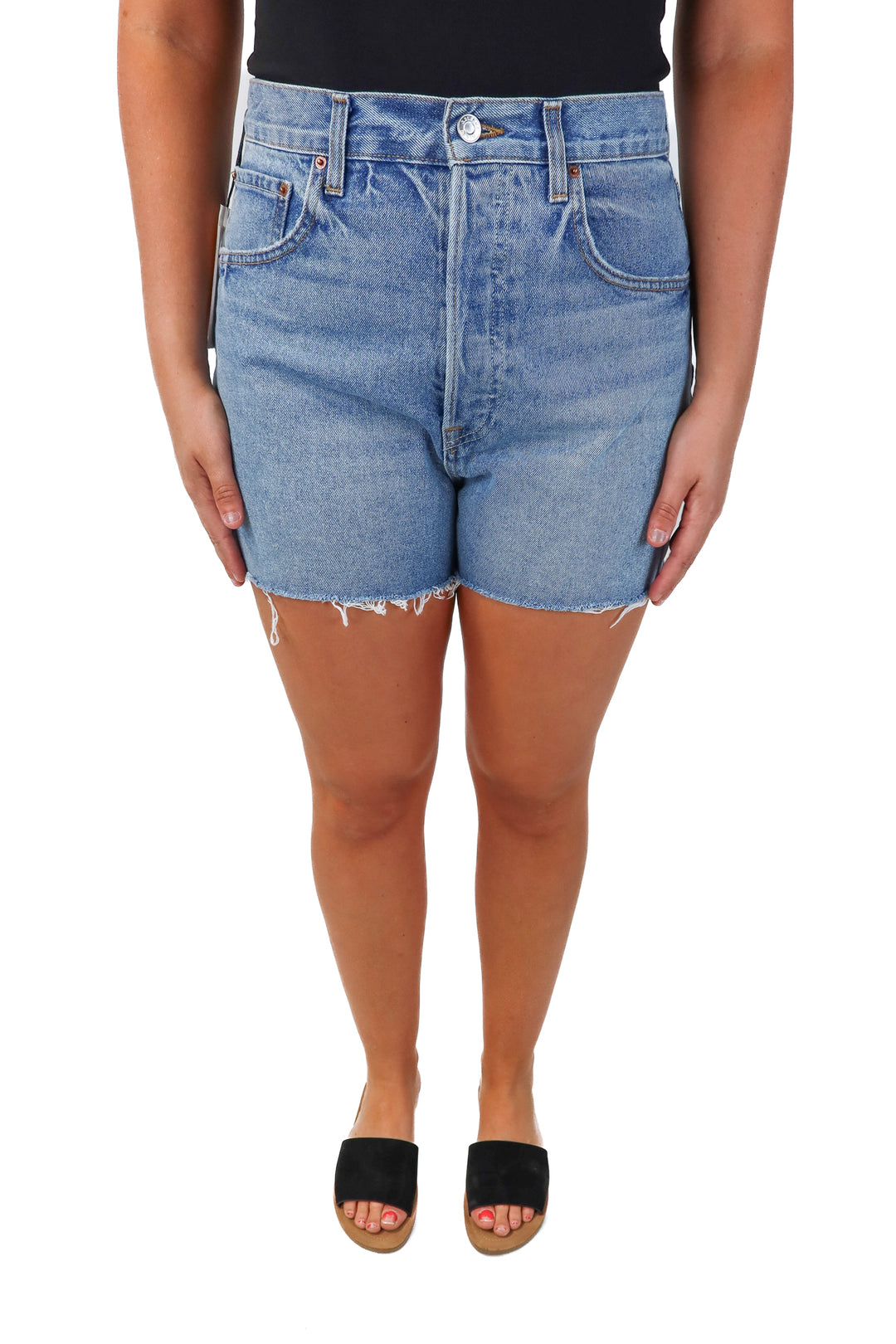 SOLD grlfrnd denim medium wash shorts NWT (30; retail $128)