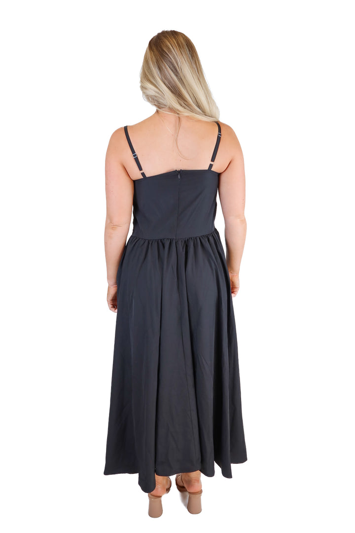 Black Corset Skater Midi Dress (M)