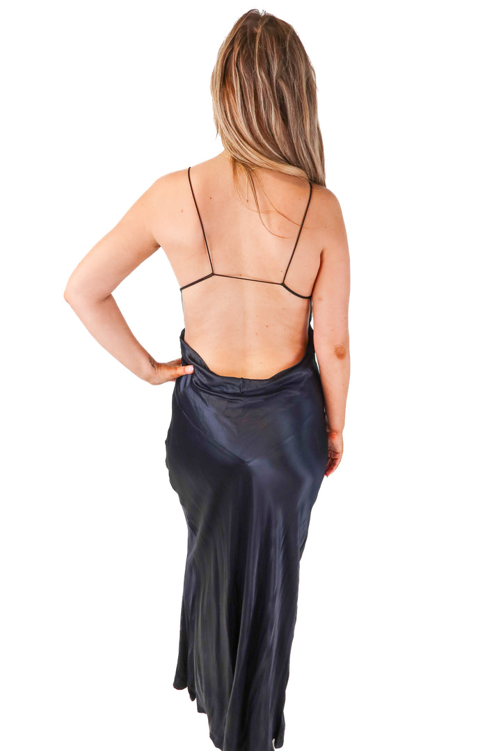 meshki black cut out maxi dress (L; retail $115)