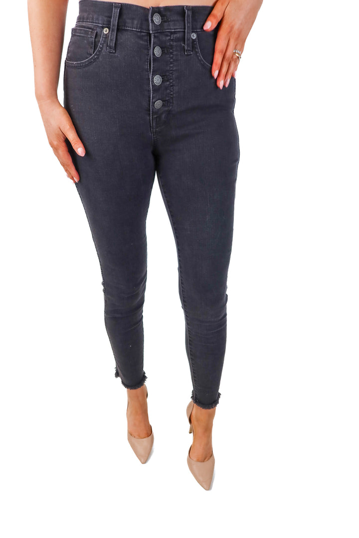 madewell black high-rise skinny jeans (10; retail $128)