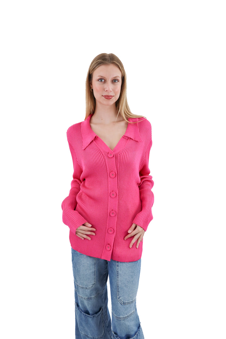 hanifa hot pink knit sweater (m; retail $199)