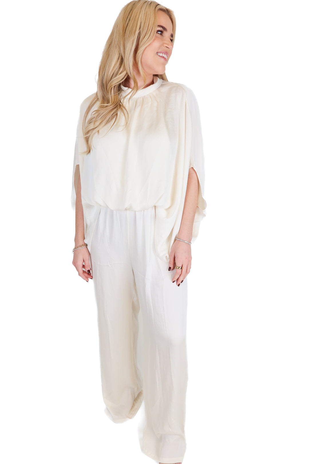 Tyche Ivory Caftan Sleeve Jumpsuit NWT (M; Retail 80)