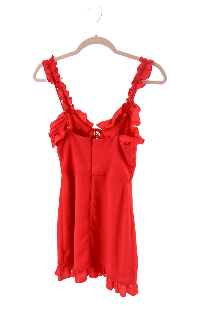 About us red mini dress (XXS)