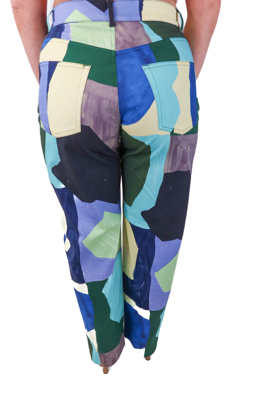 miaou abstract wide leg jeans (m; retail $207)