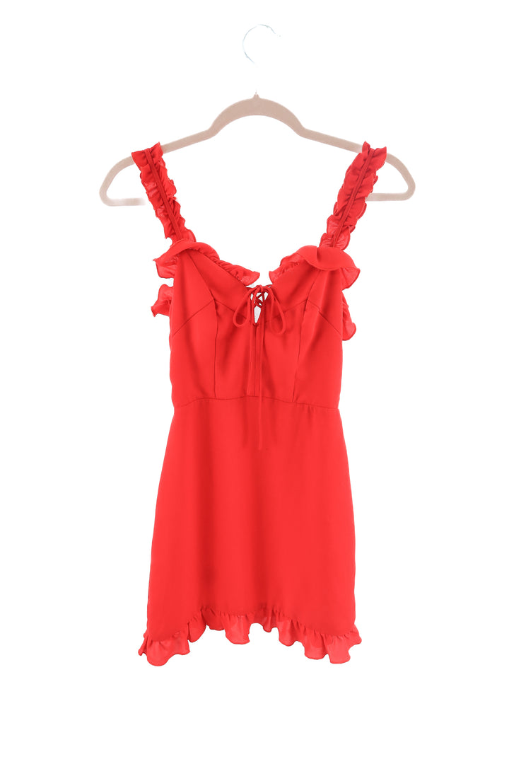 About us red mini dress (XXS)