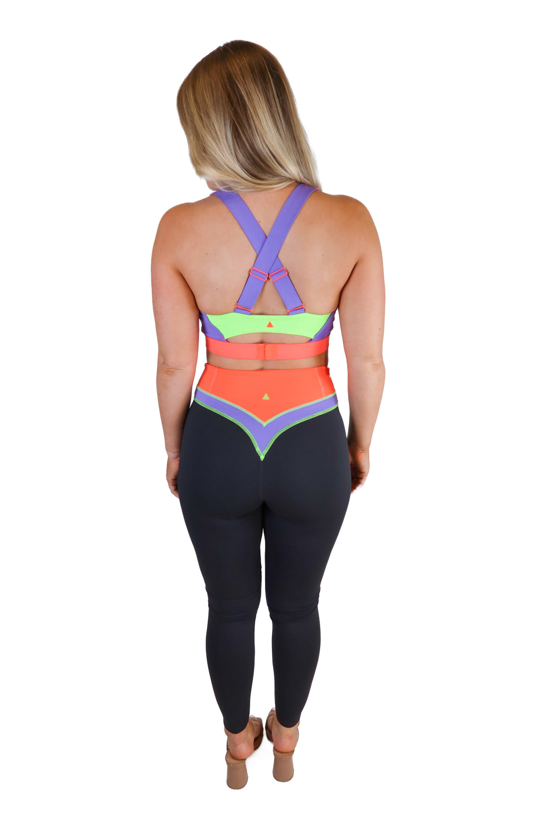 Vitality Black/Purple/Lime/Orange Sports Bra & Legging Set (M)