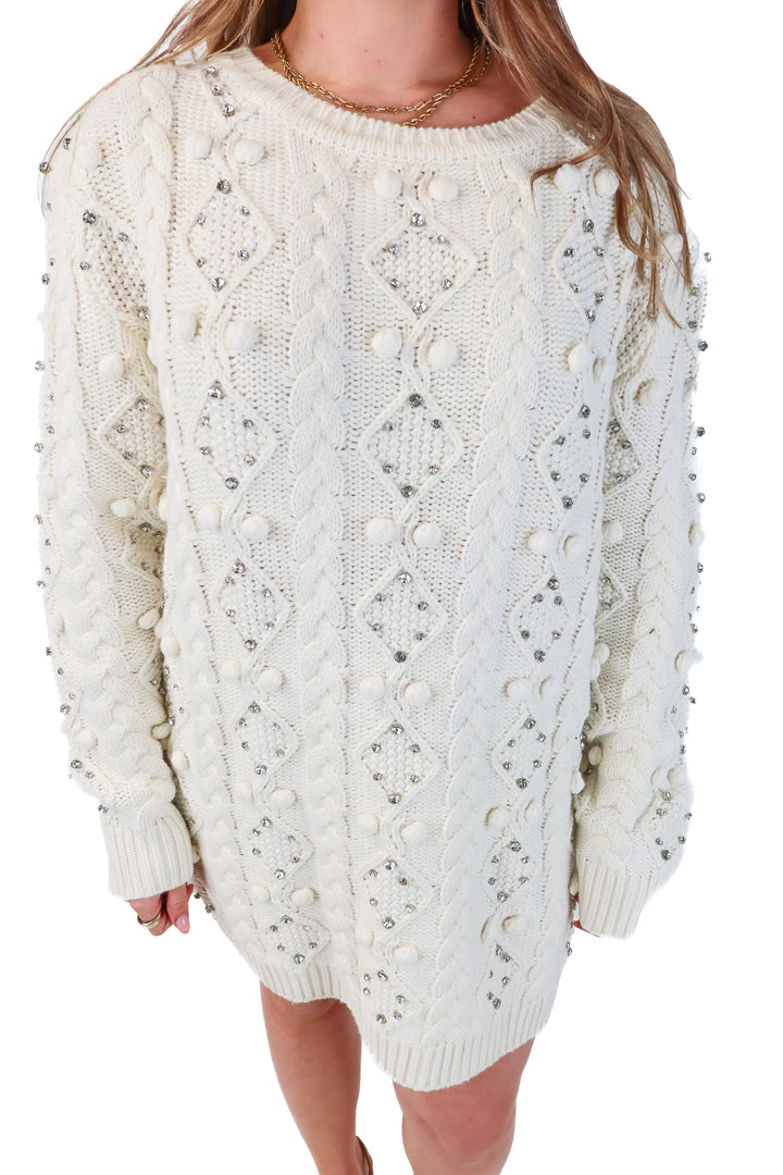 retrofete white rhinestone sweater dress (xl; retail $400)