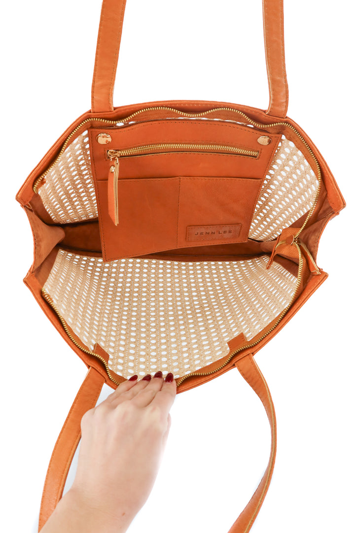 jenn lee punta mita cane and leather tote (retail $250)
