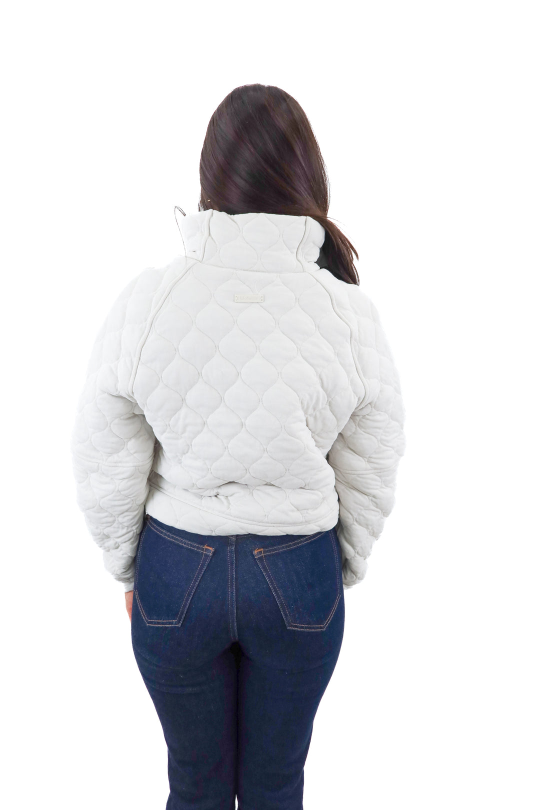 lululemon white quilted half zip pullover (xs; retail $128)