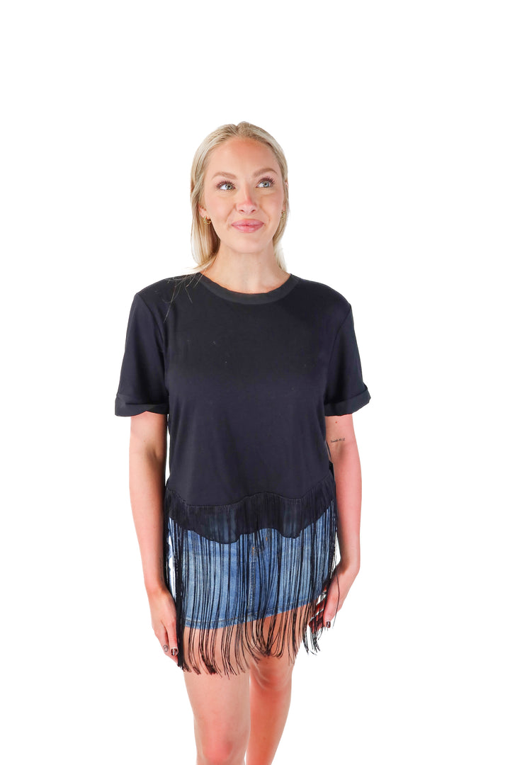 house of harlow X relvolve black fringe top NWT (M)