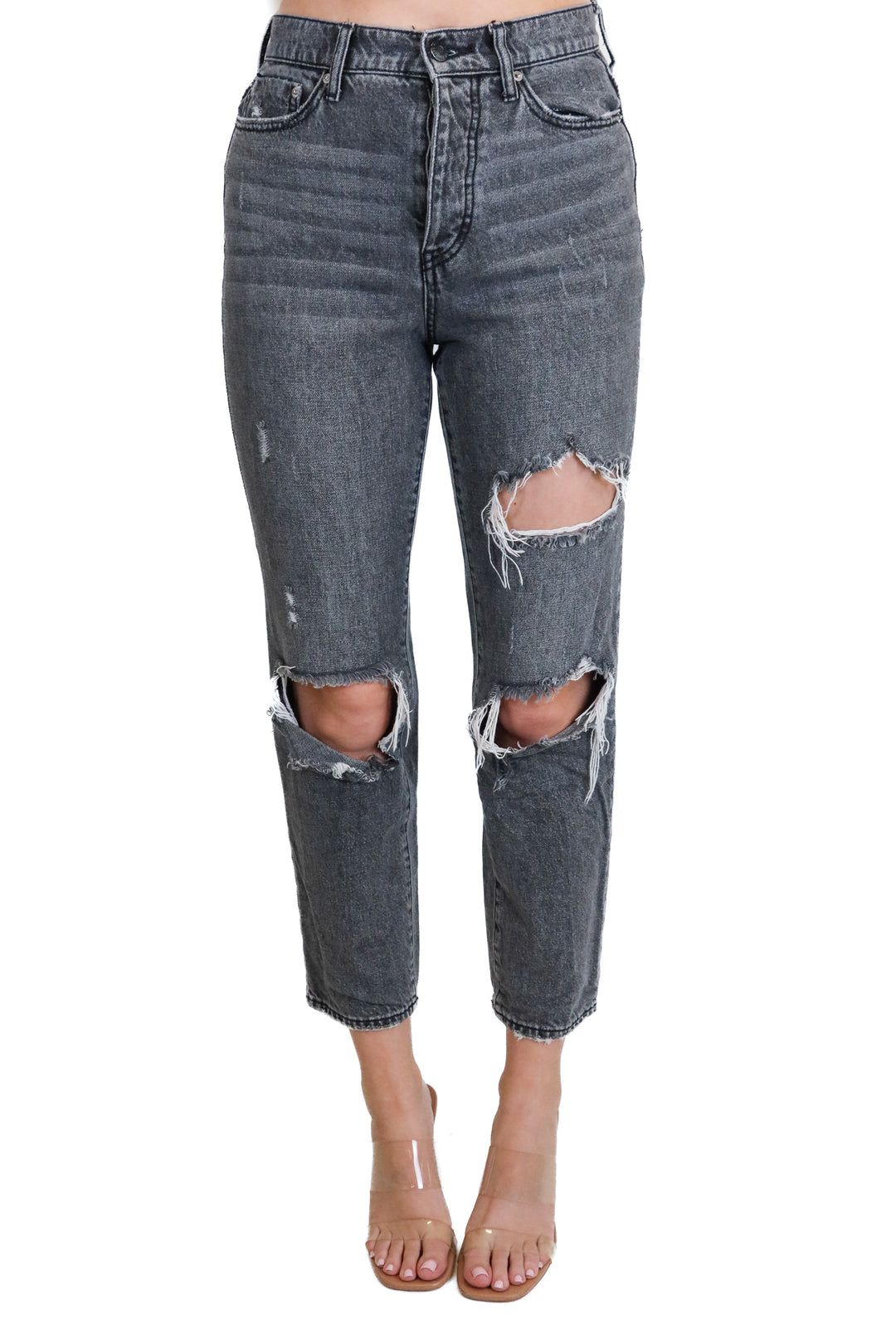 BDG Faded Black Slim Straight Distressed Jeans (26)