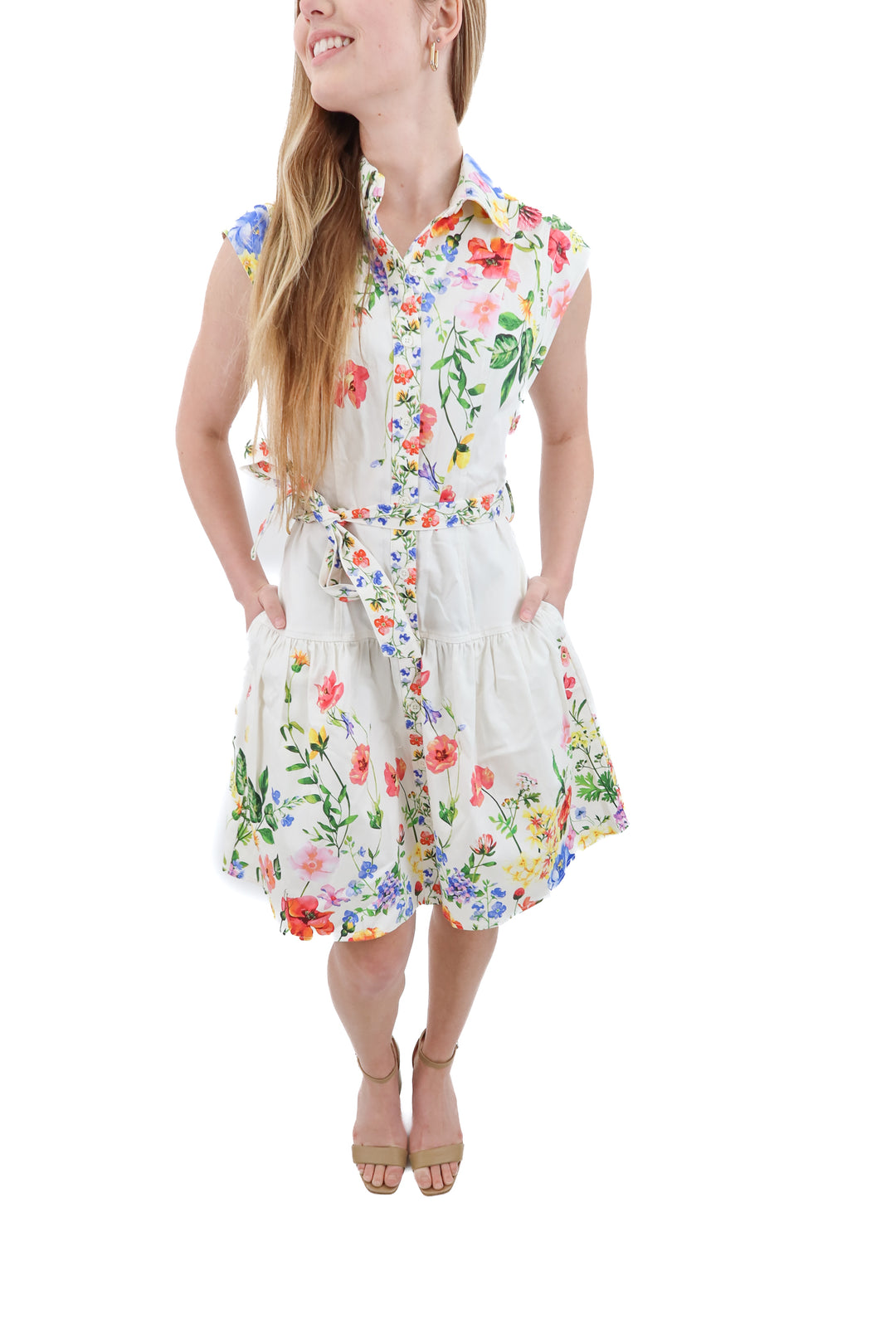 current air cream floral lilly mini dress nwt (xs; retail $98)
